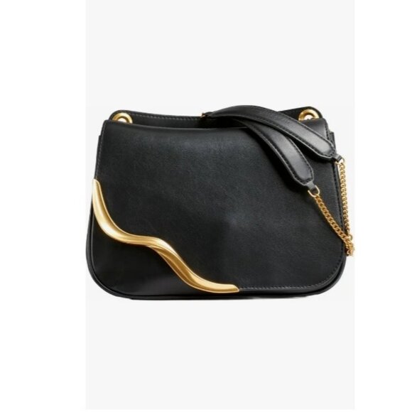 Donna Karan NY Malverne leather suede shoulder crossbody + Dust bag BLACK (Used)